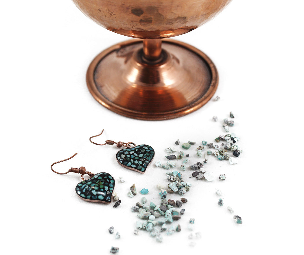 Handicraft Turquoise Copper earrings, Copper, Turquoise, Firoozehkoobi, Z2-537