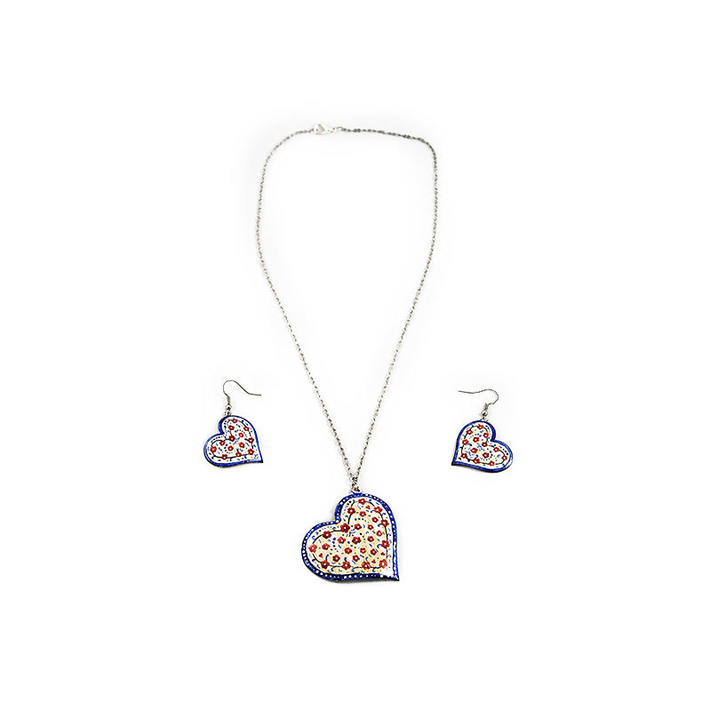 Set of Mina necklace and earrings, Handicraft, Minakari, Enamel, Gift, Z2-610